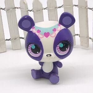 Littlest Pet Shop~#3108~Penny Ling~Panda~Purple White~Pink Dot Eyes~Red Hearts